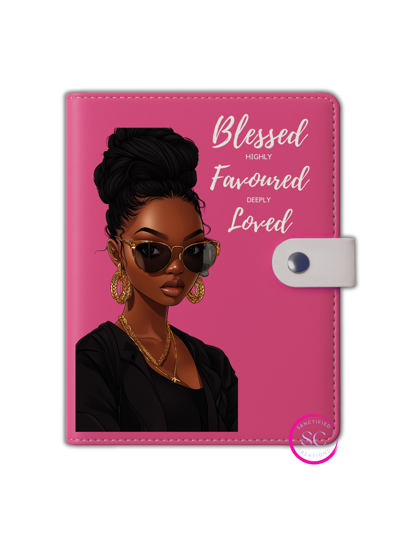 "Blessed, Highly Favored, Deeply Loved” Notebook – with UV DTF Decal