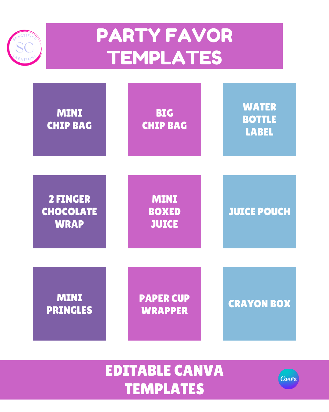Party Favor Bundle – 10 Editable Templates + 20 Realistic Mockups
